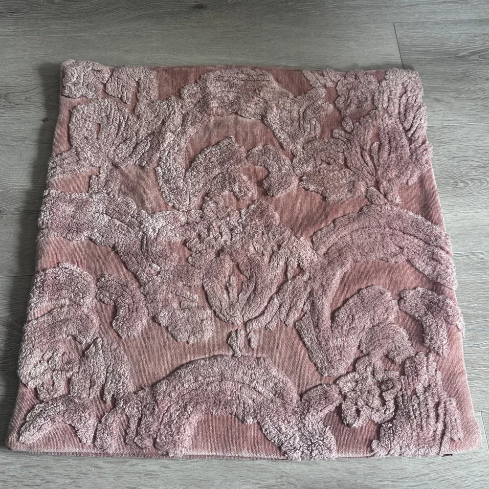 Pottery Barn Pink Floral Damask Tufted Throw Pillow Cover 22x22 Dusty Rose Boho